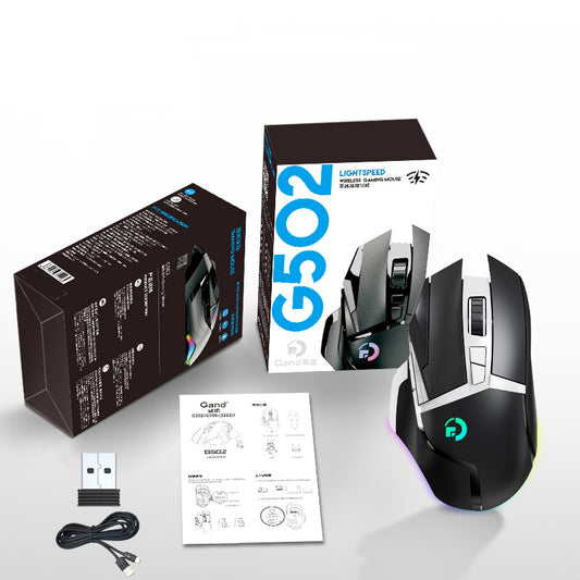 American Smart G502 wireless gaming mouse with RGB lighting, dual-mode 2.4G connectivity, designed for office and gaming use
