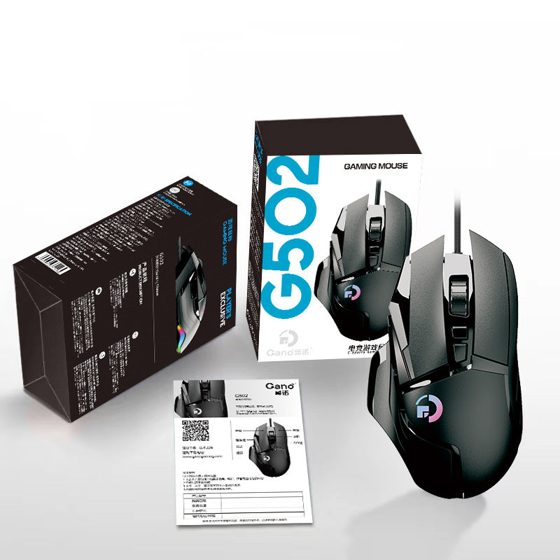 American Smart G502 wireless mouse with RGB lighting, dual-mode 2.4G connectivity, designed for office and gaming use.