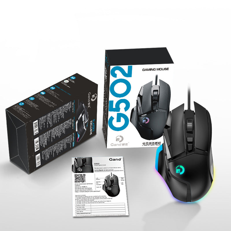 American Smart G502 wireless gaming mouse with 2.4G dual-mode connectivity, RGB lighting, and macro features for office and gaming.