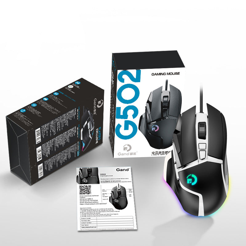 American Smart G502 wireless mouse with 2.4G dual-mode, RGB lighting, ergonomic design for office and gaming use.
