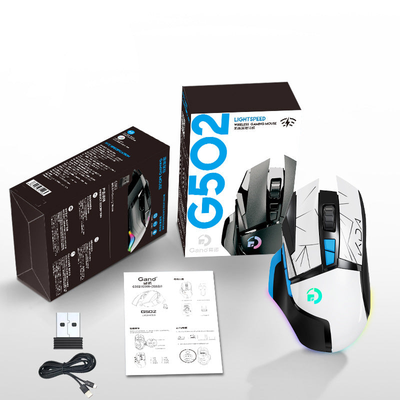 American Smart G502 wireless gaming mouse with RGB lighting, dual 2.4G mode, ergonomic design for office and laptop use.