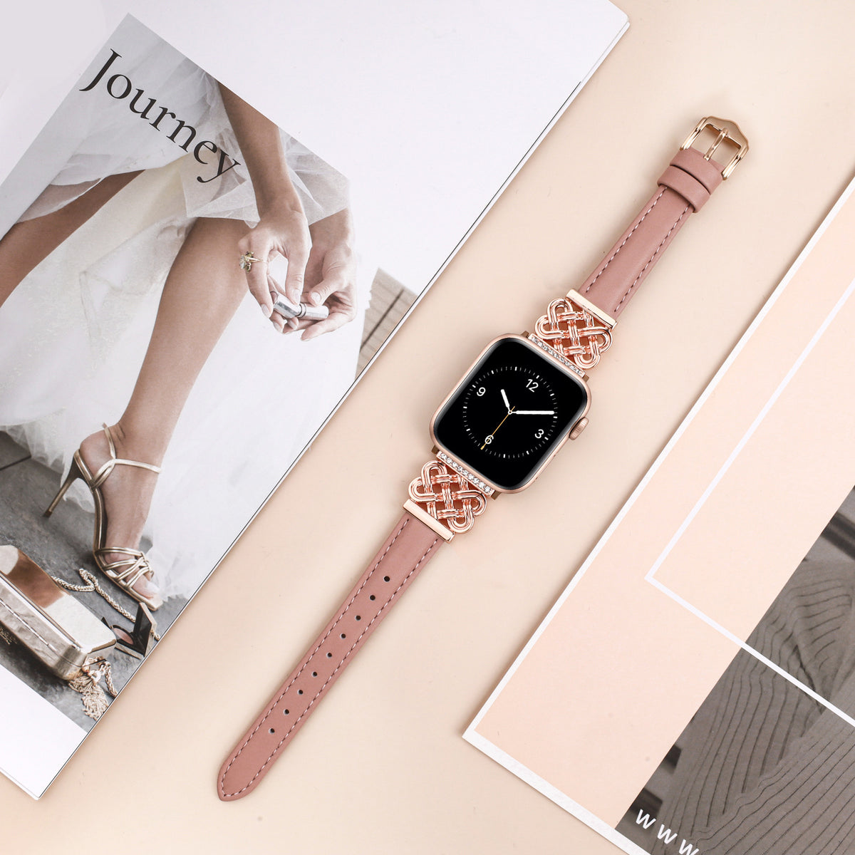 Metal ultra-thin Apple Watch band compatible with iWatch S10/SE, designed by American Smart - EP, shown on a watch.