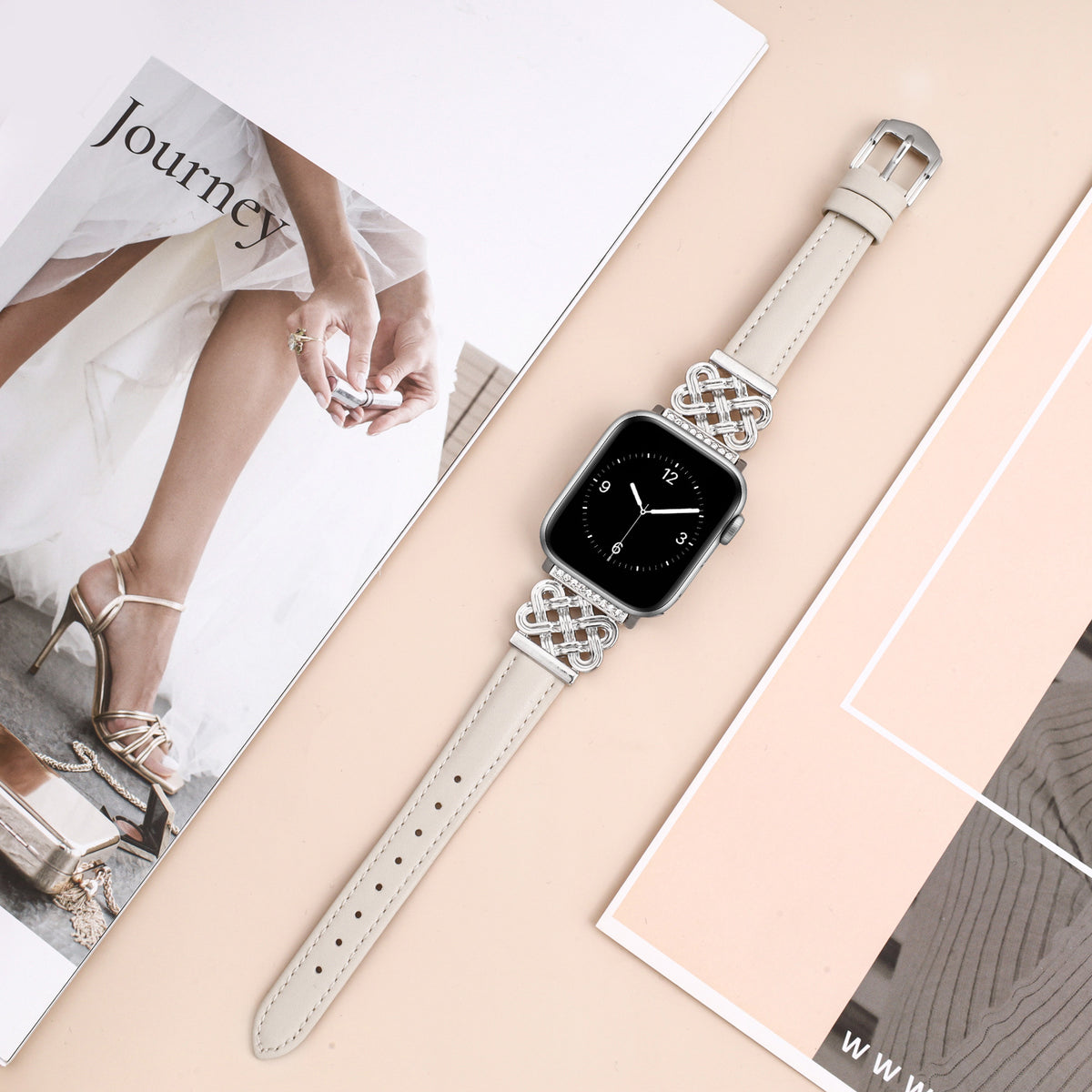 Metal ultra-thin Apple Watch band compatible with iWatch S10/SE, designed by American Smart - EP, shown on a smartwatch.