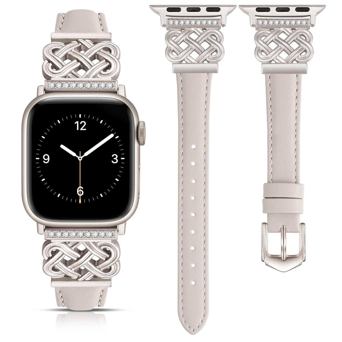 Metal ultra-thin Apple Watch band compatible with iWatch S10/SE from American Smart - EP, shown on a silver smartwatch.