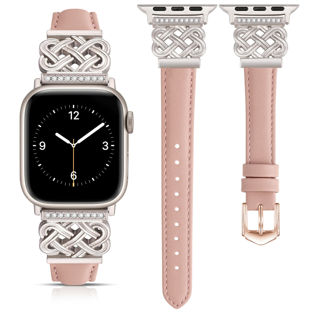 Metal ultra-thin Apple Watch band compatible with iWatch S10/SE by American Smart - EP, shown on a smartwatch.