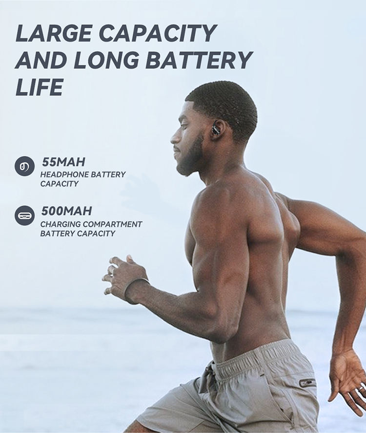 American Smart XT80 wireless Bluetooth earphones with over-ear design, noise reduction, long battery life, ideal for sports.
