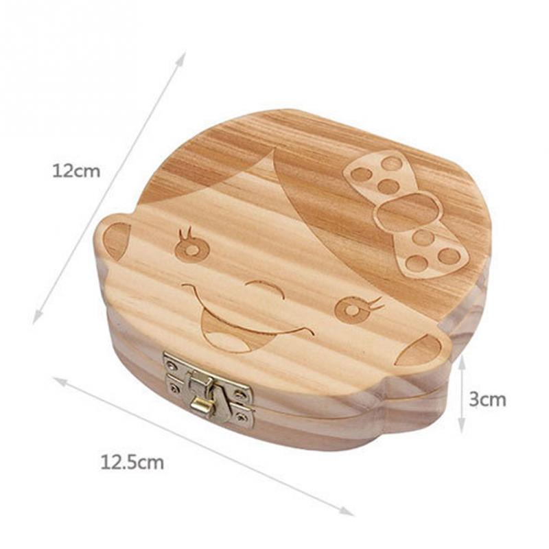 Wooden baby teeth box by American Smart for storing baby teeth, fetal hair, and keepsakes, part of the baby growth souvenir collection.