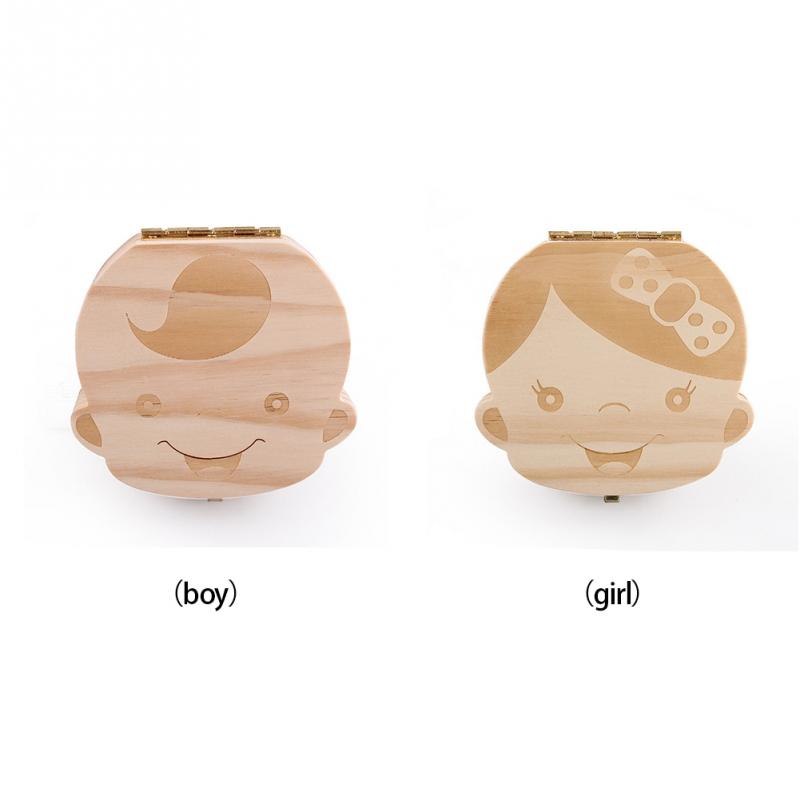 Wooden baby teeth and hair keepsake box by American Smart for storing baby milk teeth, fetal hair, and growth records.