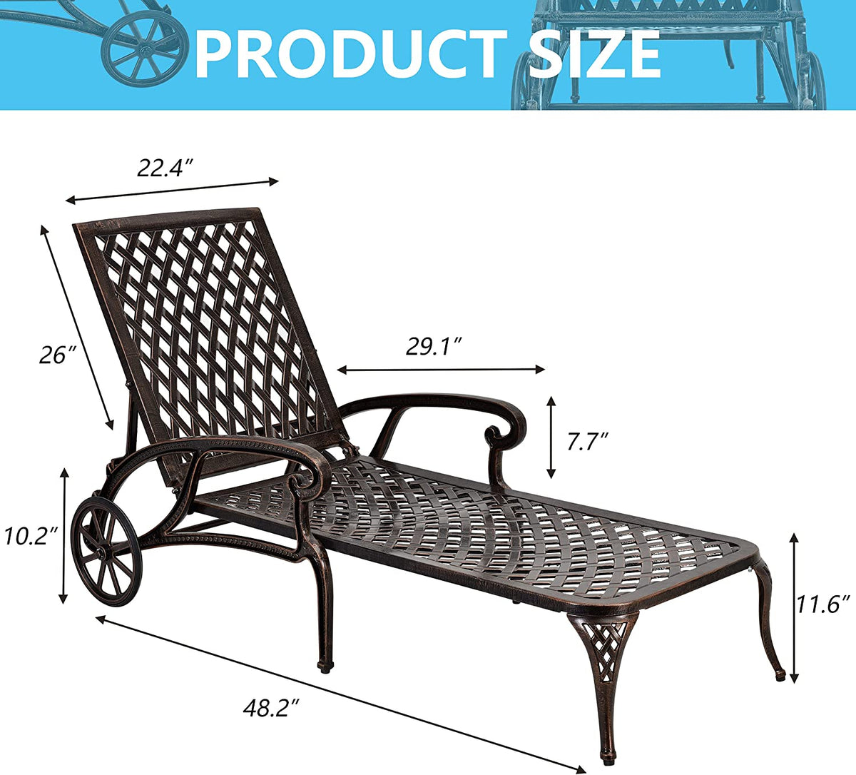Aluminium Cast lounge chair 1pcs brown - American Smart