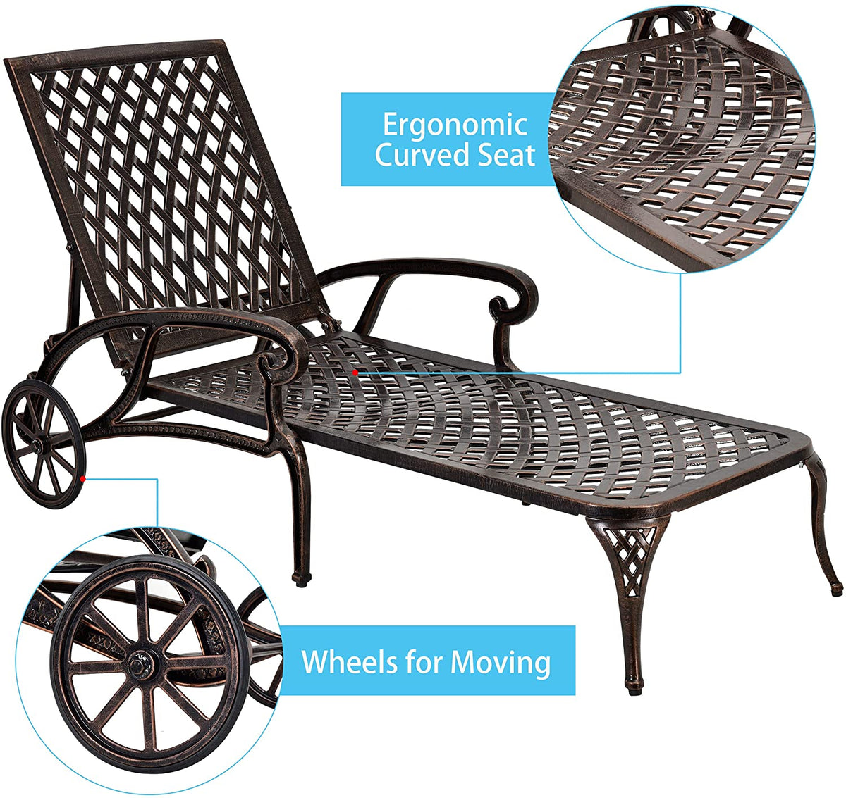 Aluminium Cast lounge chair 1pcs brown - American Smart