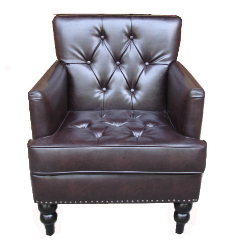 American Smart Harrison tufted club chair with plush upholstery and wooden legs, stylish and comfortable for living room seating.