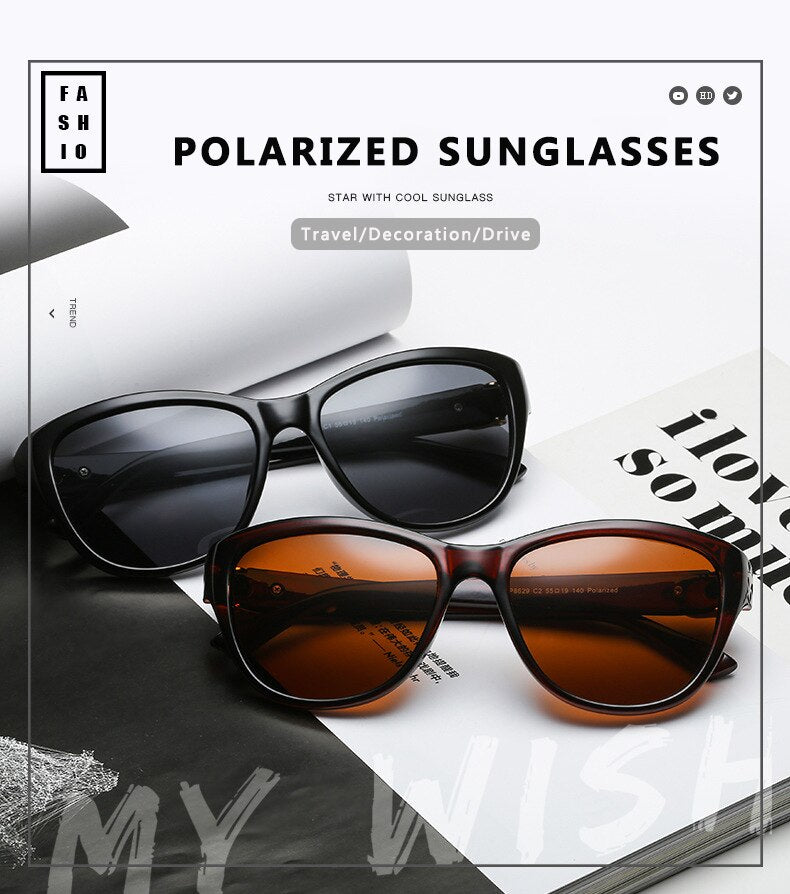 Luxury American Smart cat eye polarized sunglasses for men and women, elegant sun glasses ideal for driving and outdoor wear
