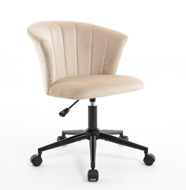 Velvet fabric home office chair with swivel flower-shaped design, ideal for computer desk, bedroom, or workspace.