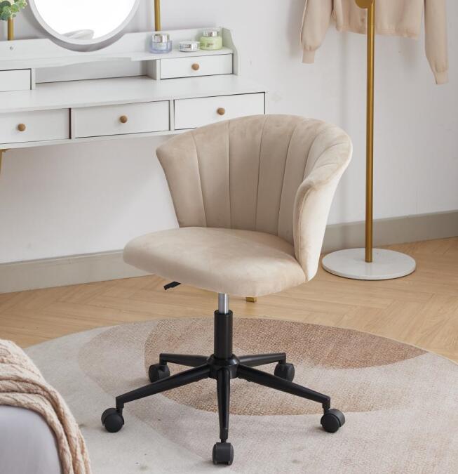 Velvet fabric home office chair with flower-shaped design, swivel computer desk chair for home or bedroom use by American Smart EP.