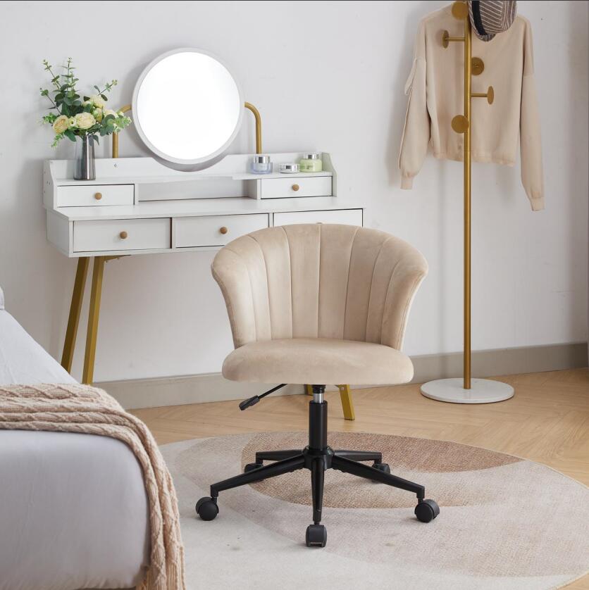 Velvet fabric home office chair with swivel flower-shaped design, ideal for desk use in home or bedroom by American Smart EP