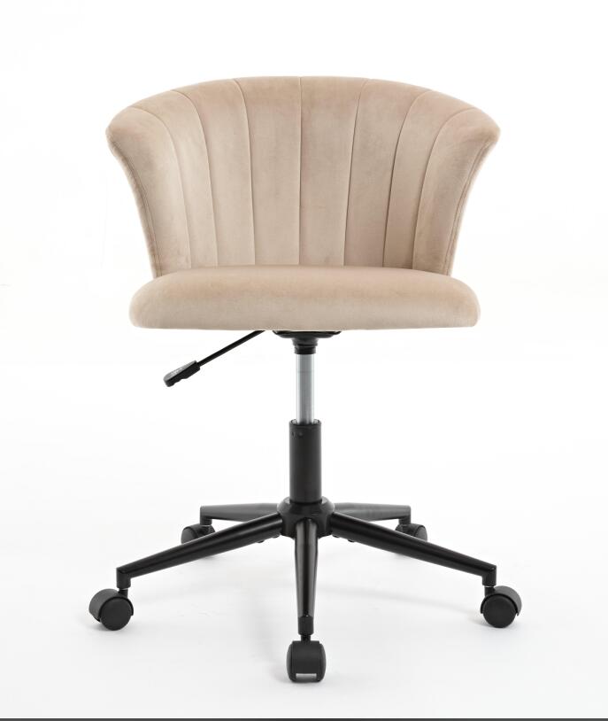 Velvet home office chair with swivel flower shape design, suitable for desk use in home or bedroom settings.