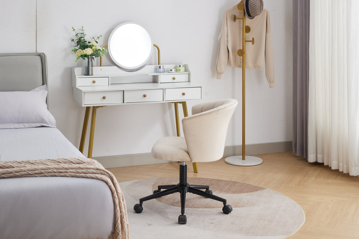 Velvet fabric home office chair with flower-shaped design, swivel computer desk chair for home or bedroom use by American Smart - EP