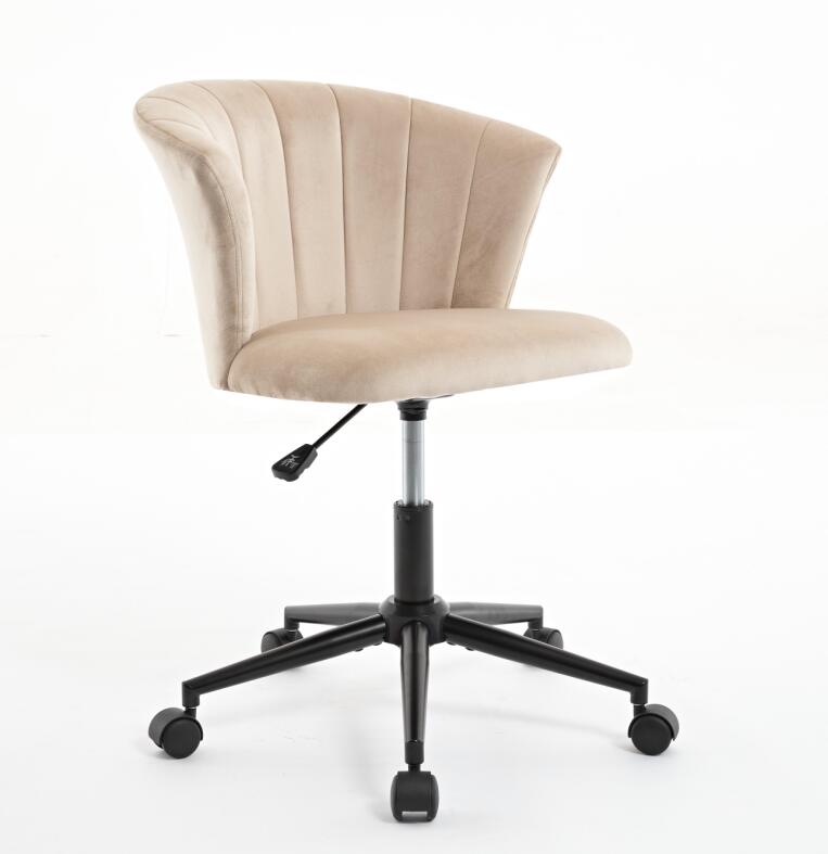 Velvet fabric home office chair with flower-shaped design, swivel function, suitable for desk, bedroom, or home office use.