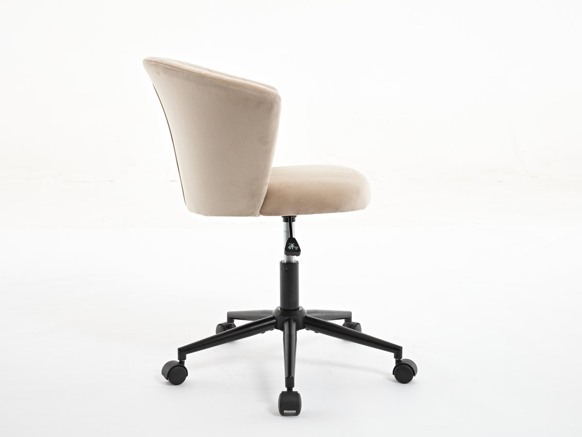 Velvet fabric home office chair with swivel flower-shaped design, ideal for computer desk, bedroom, or workspace.