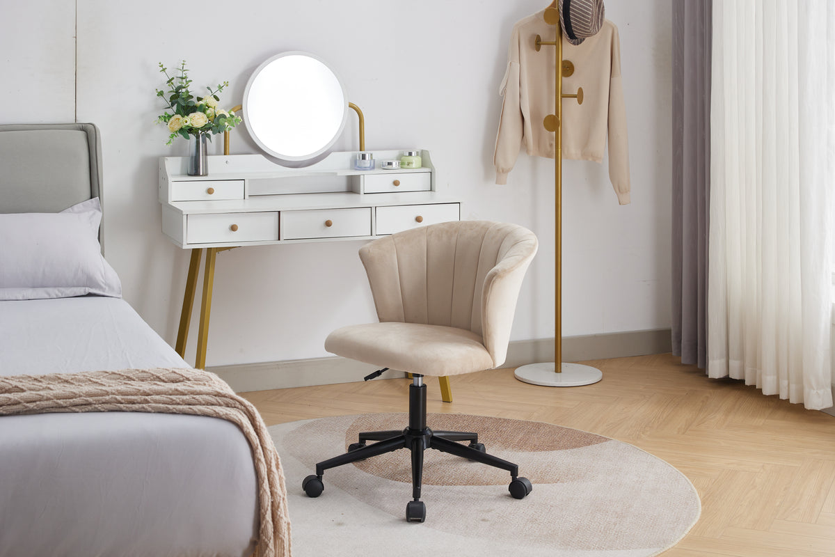 Velvet fabric home office chair with swivel flower shape design, suitable for desk, bedroom, or workspace by American Smart EP.