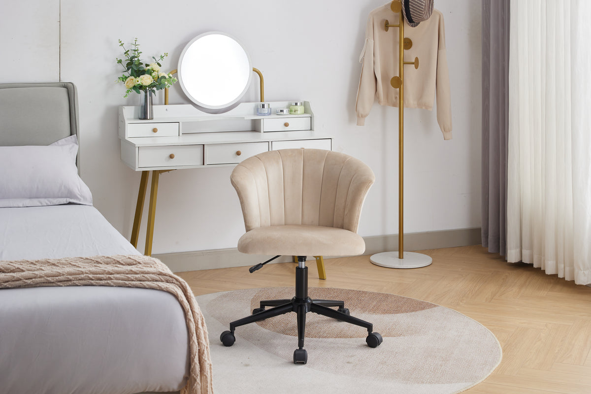 Velvet fabric home office chair with swivel flower shape design, ideal for desk use in home or bedroom by American Smart - EP