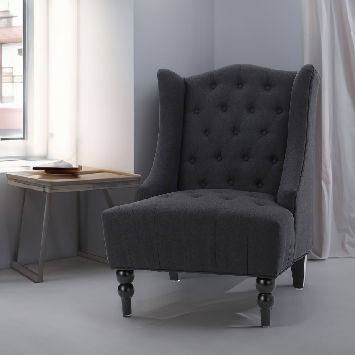 American Smart Toddman Hi-Back Club Chair with plush upholstery and wooden legs, showcasing a classic high-back design.