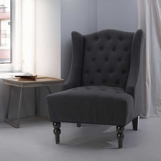 American Smart Toddman Hi-Back Club Chair with plush upholstery and wooden legs, showcasing a classic high-back design.