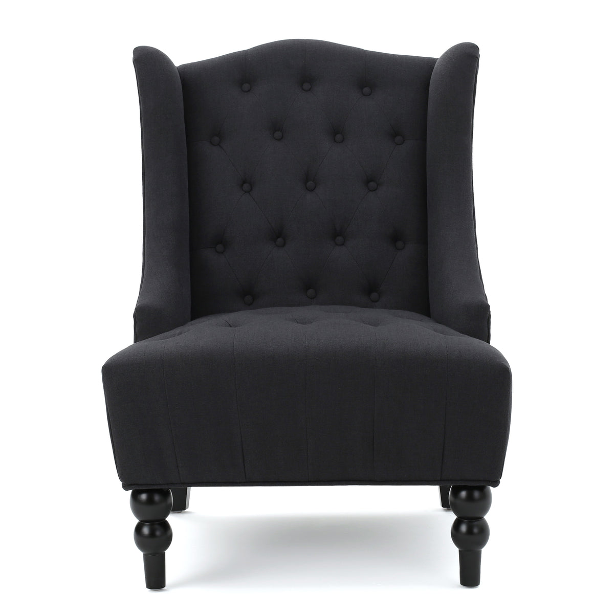 American Smart Toddman HI-BACK Club Chair with plush upholstery and wooden legs, featuring a high backrest and classic design.
