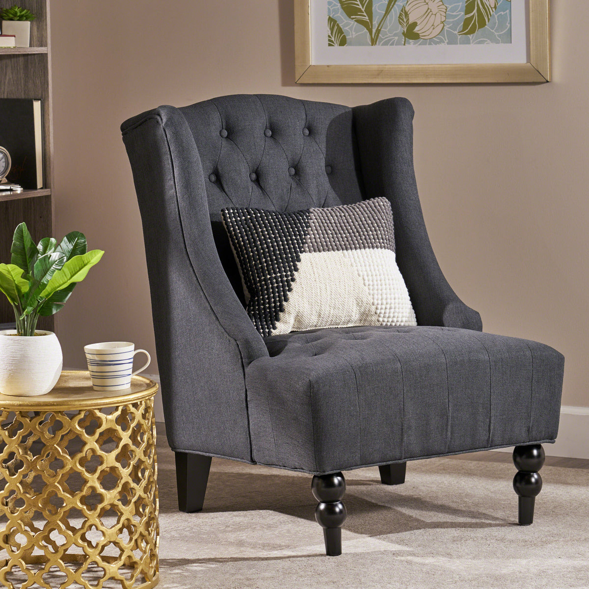 American Smart ToddMan hi-back club chair with plush upholstery and wooden legs, showcasing a stylish, comfortable seating design.
