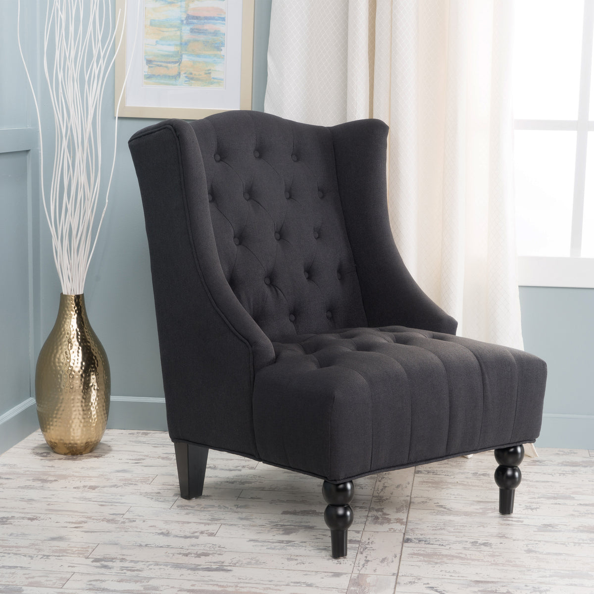 American Smart Toddman hi-back club chair with plush upholstery and classic design, shown in a cozy living room setting.