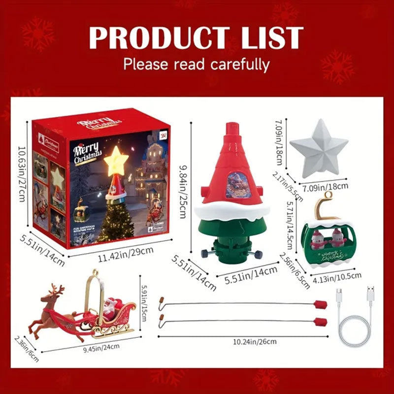American Smart 2025 Christmas train and tree decor set featuring a Santa-themed track train with music for kids' holiday decoration.