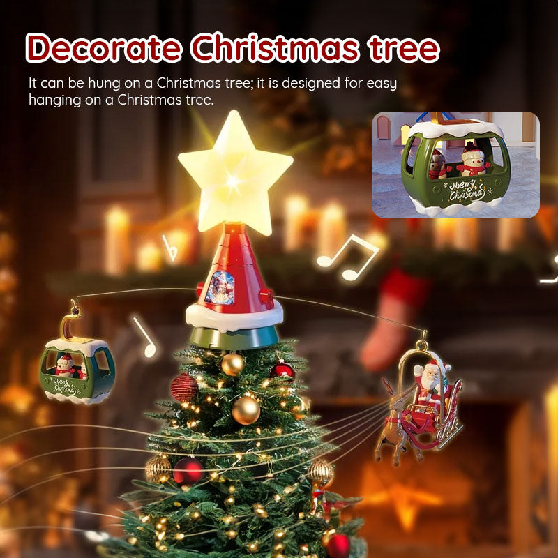 American Smart 2025 Christmas train and tree decor set featuring a Santa-themed track train with music for kids' holiday decoration.