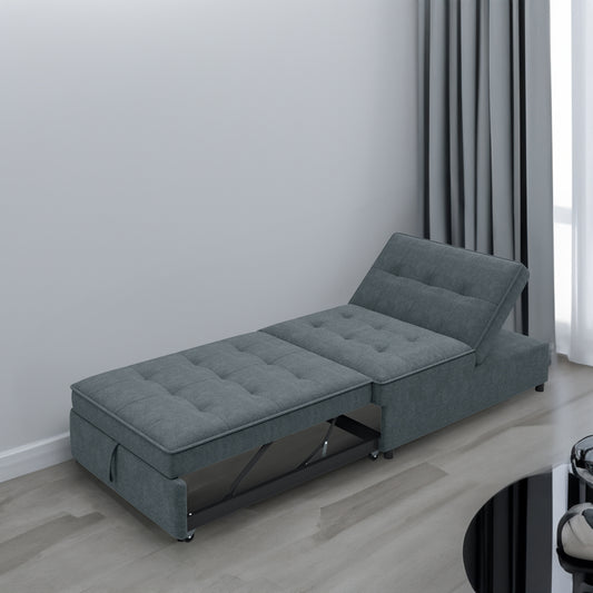 Dark blue four-in-one sofa bed with storage and USB port, multifunctional chair bed and folding Ottoman by American Smart - EP