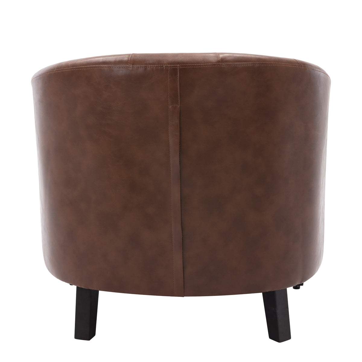 American Smart PU leather tufted barrel chair with a rounded design, ideal for living room, bedroom, or club seating.