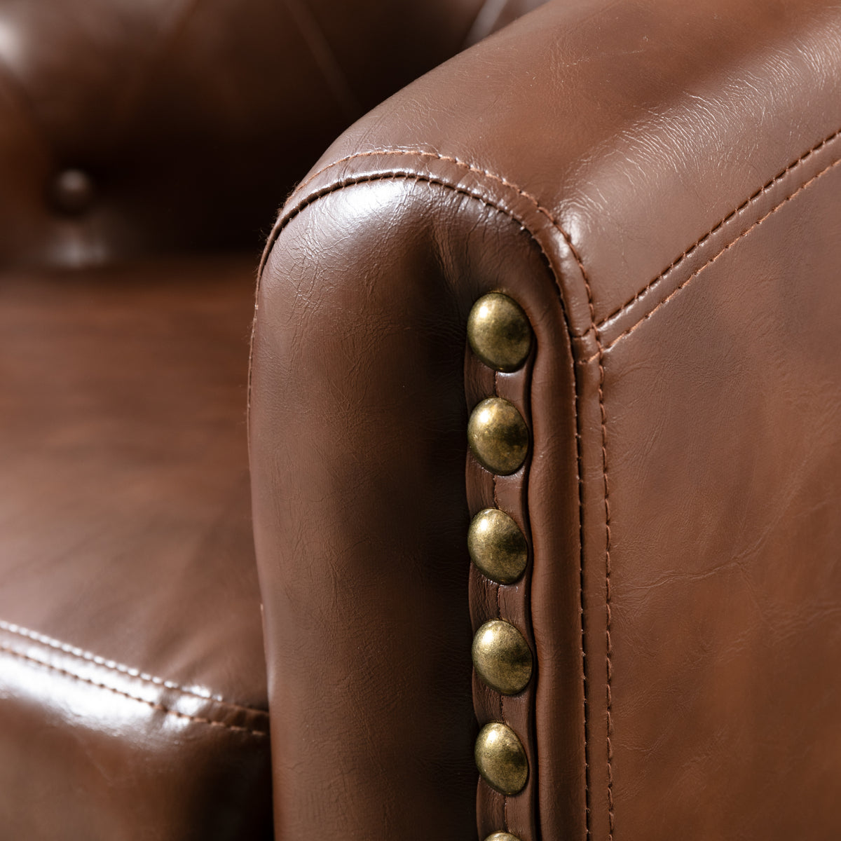 American Smart PU leather tufted barrel chair with plush upholstery, ideal for living room or bedroom decor.