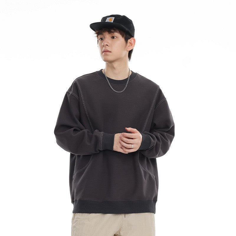 Men's American Smart oversized hoodie with round neck, loose fit, and sweatshirt style, suitable as casual outerwear.