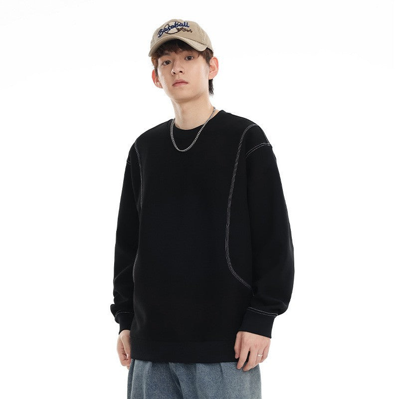 Loose men's oversized hoodie with round neck from American Smart EP, casual sweatshirt ideal for comfortable streetwear style.