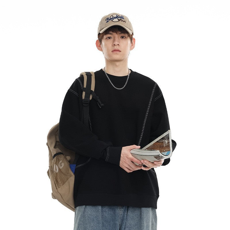 Men's oversized American Smart hoodie with round neck, loose fit, and casual sweatshirt style, suitable for comfortable outerwear.
