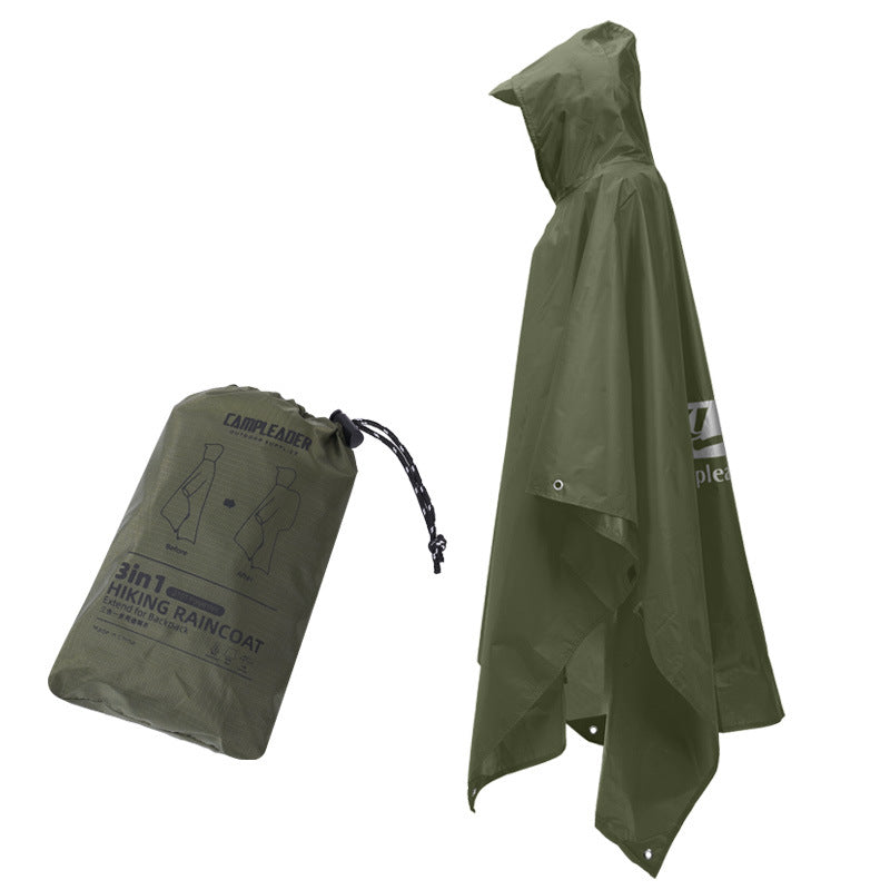 American Smart EP 3-in-1 waterproof rain poncho for motorcycle, camping, hiking, and travel, shown in bright yellow with adjustable hood