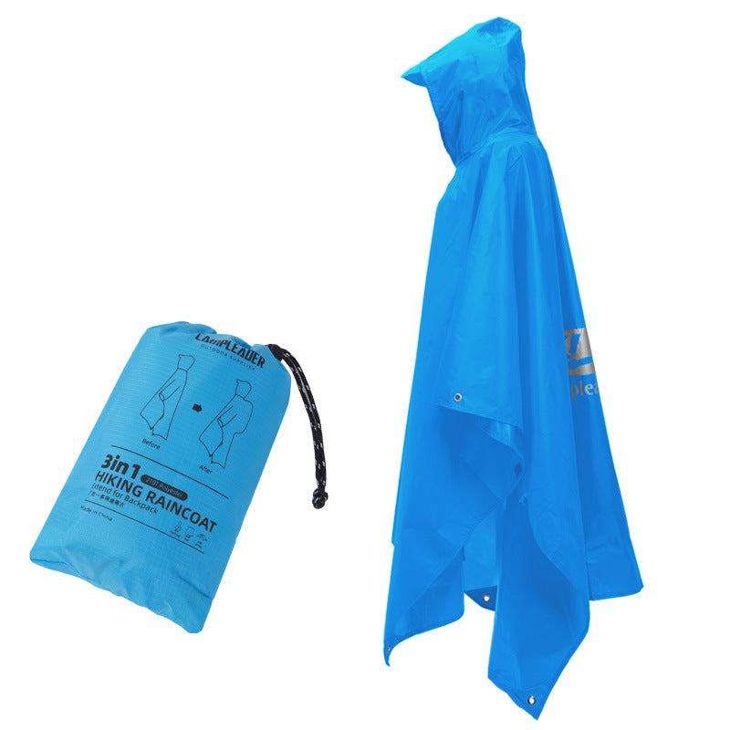 American Smart 3-in-1 waterproof rain poncho for outdoor activities like motorcycle riding, camping, hiking, and travel.