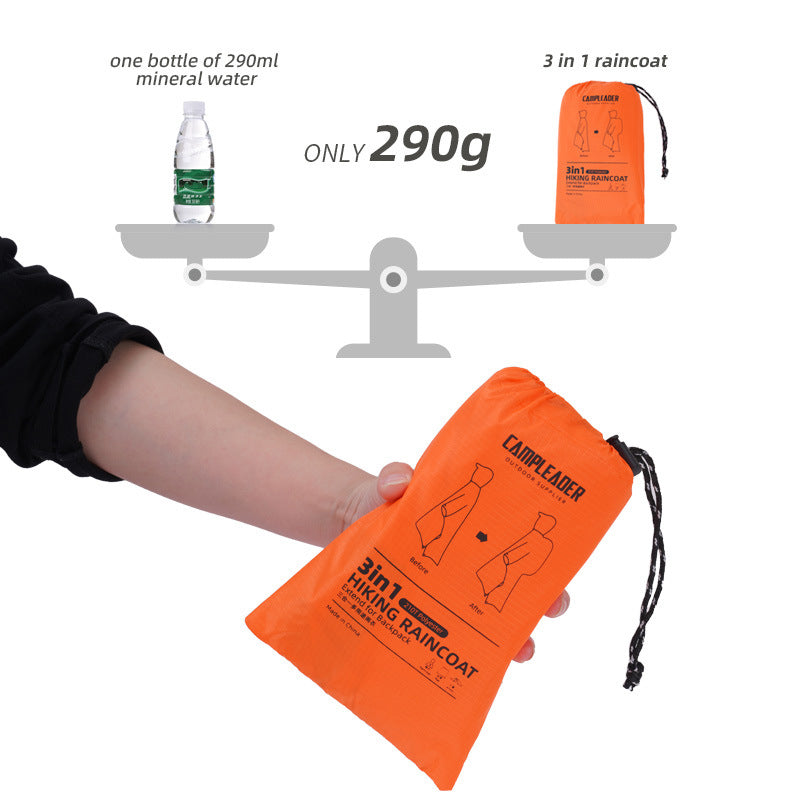 American Smart EP 3-in-1 waterproof rain poncho for motorcycle, camping, hiking, and travel outdoor use, shown in green.