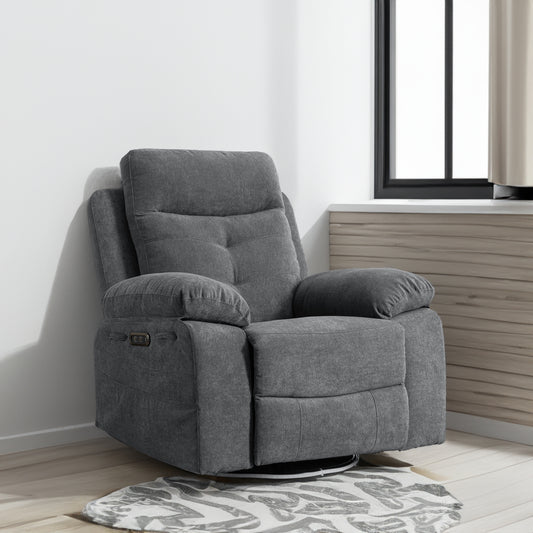 American Smart electric lounge chair with 270-degree rotation, Bluetooth speaker, LED light, telescopic foot pedal, and adjustable backrest.