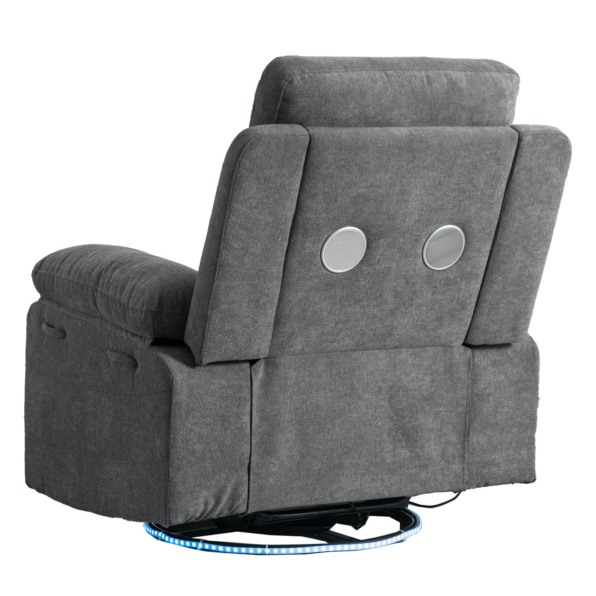 American Smart electric lounge chair with 270° rotation, Bluetooth speaker, LED lighting, adjustable backrest, and telescopic foot pedal.