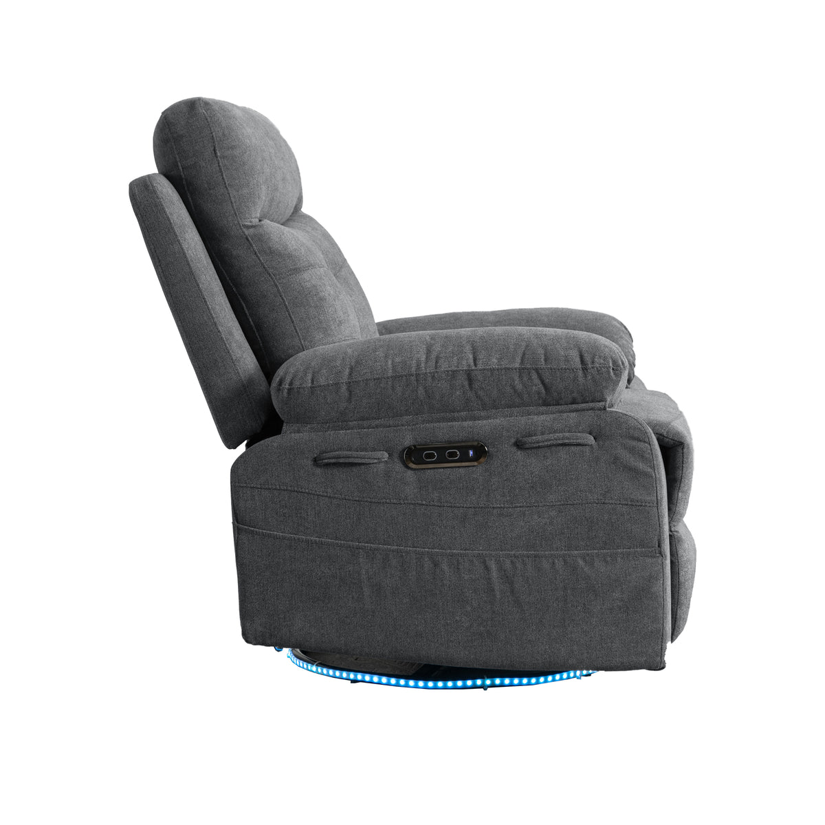 American Smart electric lounge chair with 270° swivel, Bluetooth speaker, LED lighting, adjustable backrest, and telescopic foot pedal