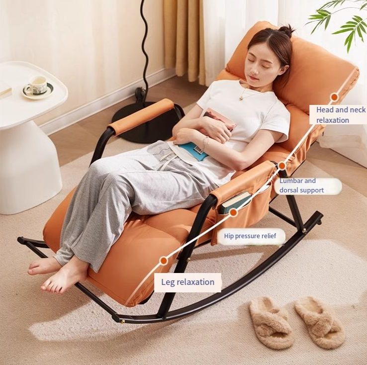 Adult rocking lounge chair by American Smart for balcony or home, featuring a comfortable single-seat design for relaxation.