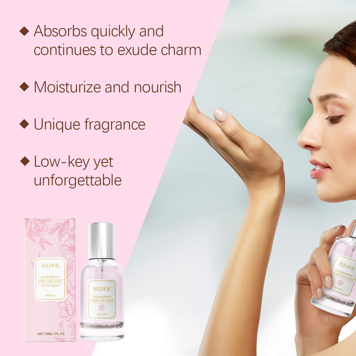 Cherry Blossom Body Hair Eau De Parfum Spray Elegant Fresh Dating Atmosphere Natural Niche Eau De Parfum Spray - American Smart