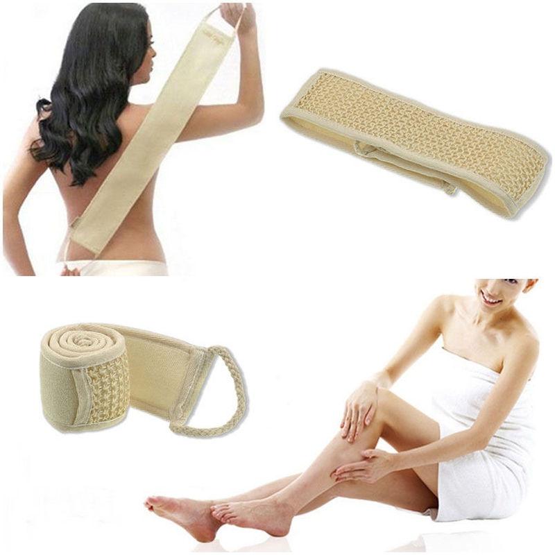 American Smart exfoliating back strap bath scrubber with body sponge and brush for gentle, effective cleansing during showers.