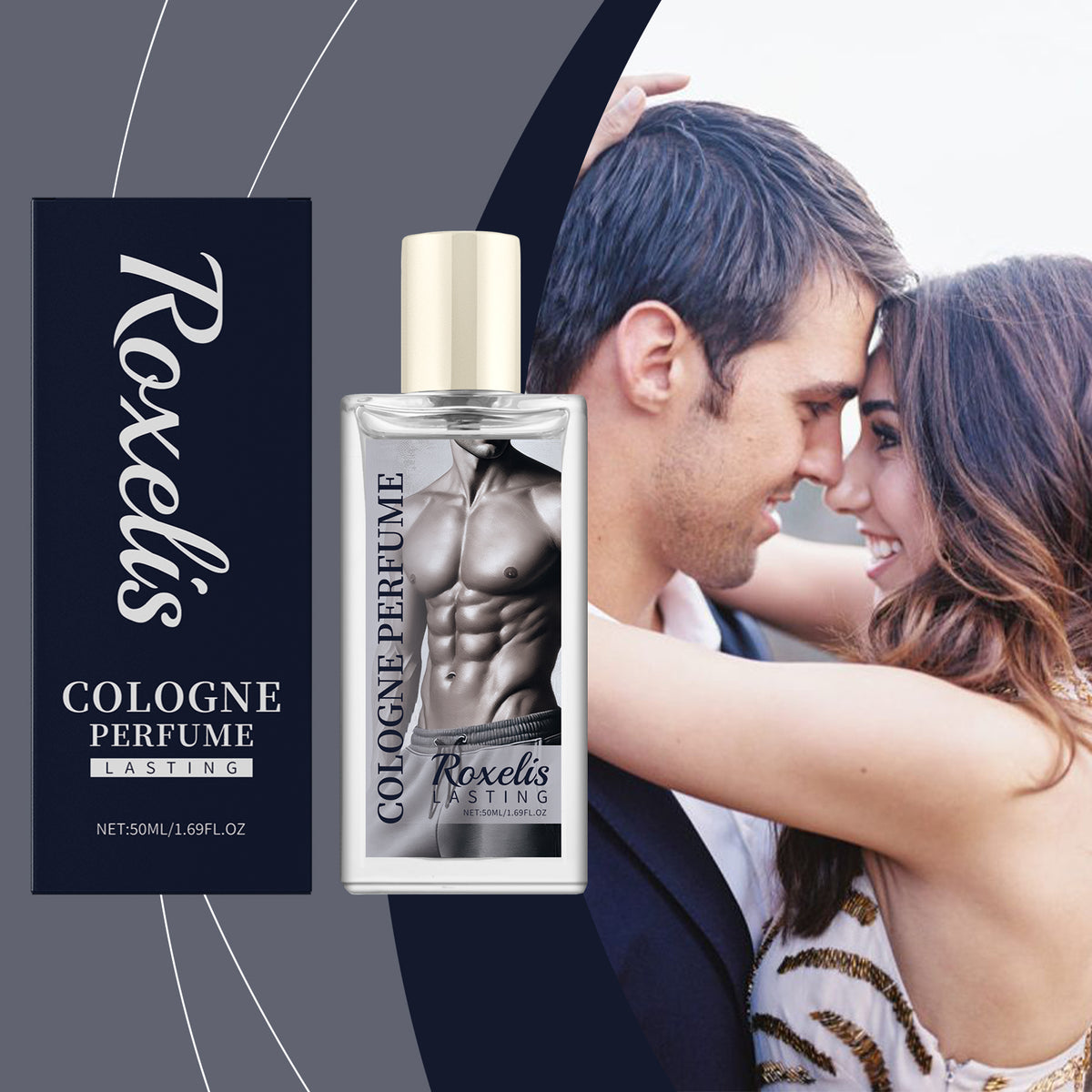 American Smart Men's Charm Eau De Toilette spray, fresh light fragrance for men, ideal for a date, shown in a sleek cologne bottle.