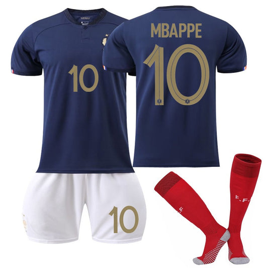 French football jersey set featuring No. 10 Mbappe, No. 19 Benzema, No. 11 Dembele, and No. 9 Giroud by American Smart - EP