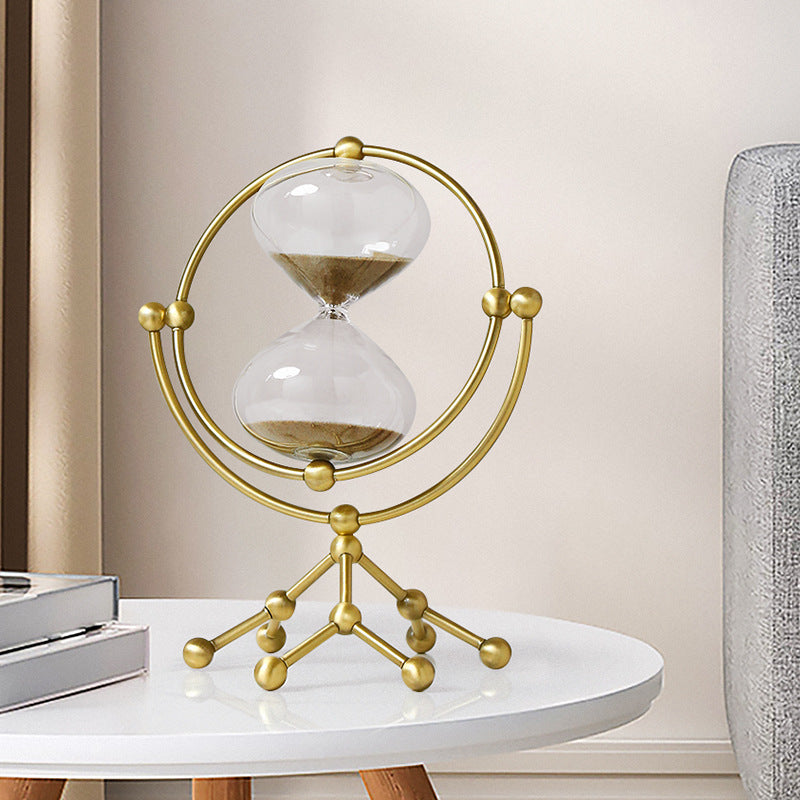 Nordic Light Luxury Rotating Hourglass metal decor piece for living room or wine cabinet, elegant home decoration by American Smart EP
